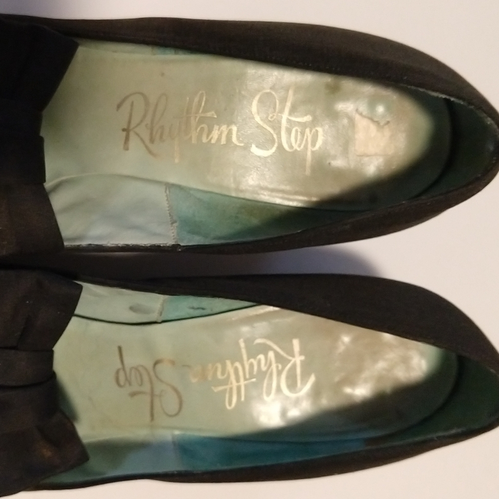 Vtg 30s 40s Rhythm Step green pumps with bo - Picture 4 of 8